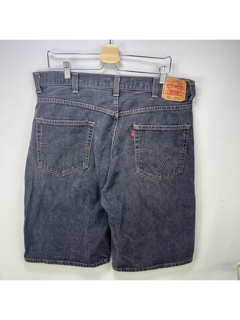 Vintage Levi's 569 Loose Straight Black Denim Jean Shorts 38